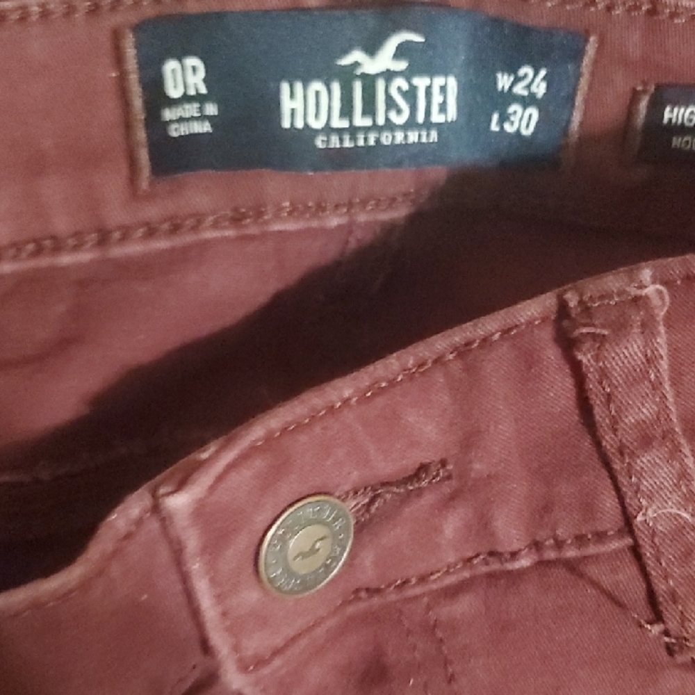 Hollister Burgundy Pants Womens Size 0 High-rise Super Skinny Classic Stretch - Picture 5 of 14